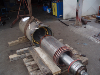 General overhaul of the electric motor of a submersible KSB pump of 240kW, 400V